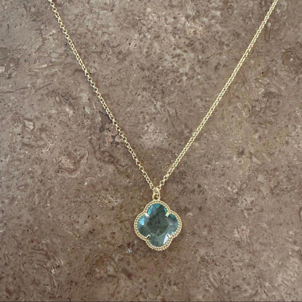 18kt gold plated sterling silver necklace - Aqua color stone